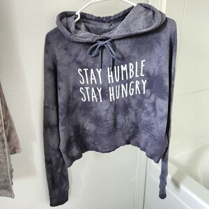 Gray Acid Wash Crop Hoodie
